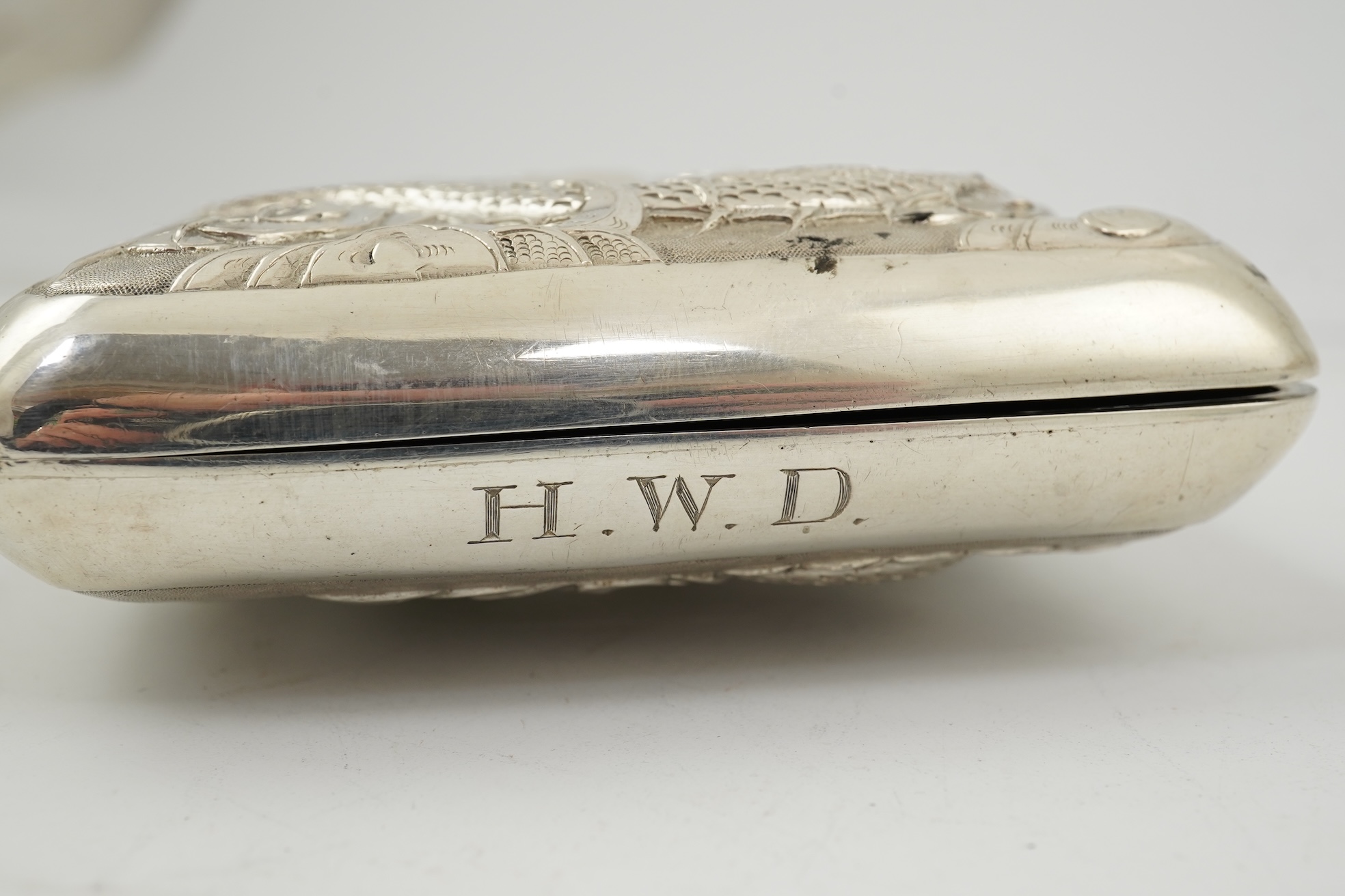 A late 19th/early 20th century Chinese Export silver rectangular cigarette case